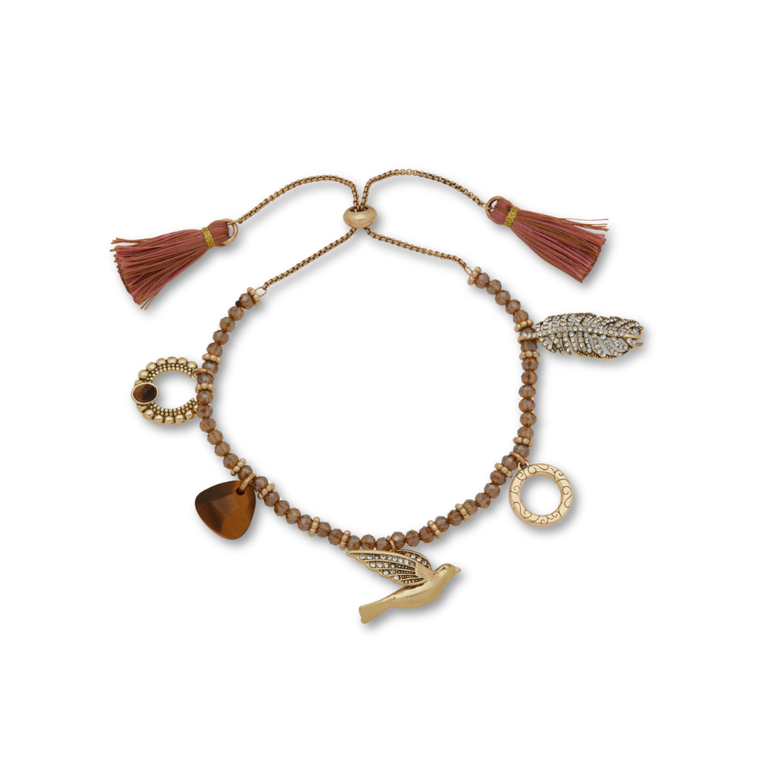Peace Taupe Charm Bracelet