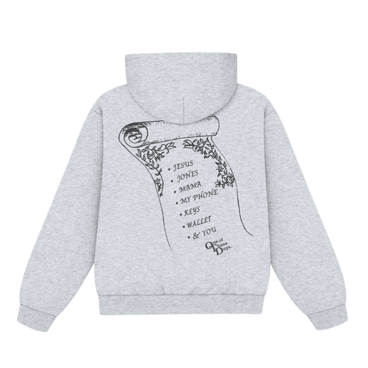 Phone, Keys, Wallet Grey Hoodie x One Of These Days