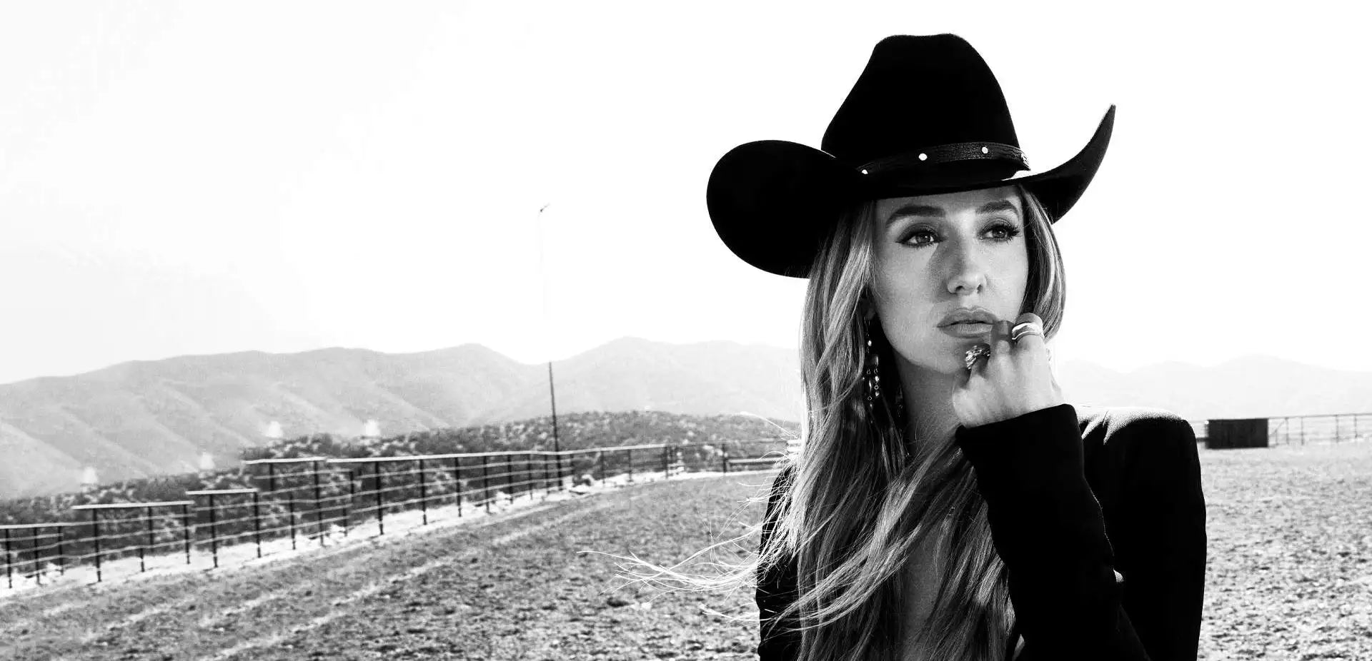 Black cowboy hat with a decorative band