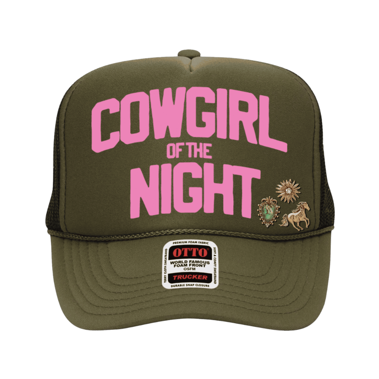 Cowgirl of the Night Trucker Hat + Motif Pin Pack