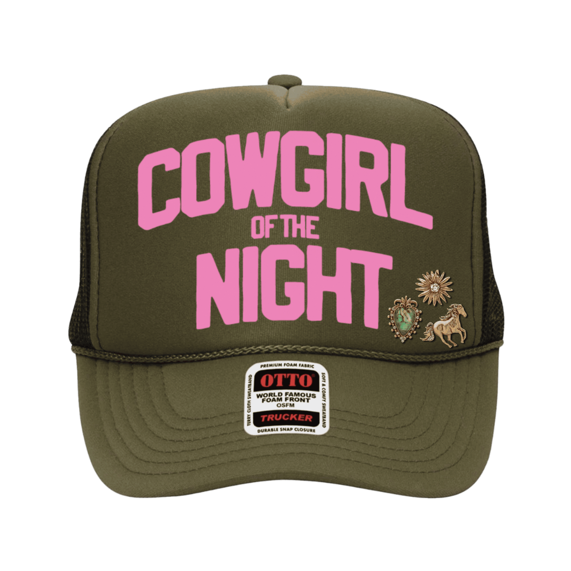 Cowgirl of the Night Trucker Hat + Motif Pin Pack