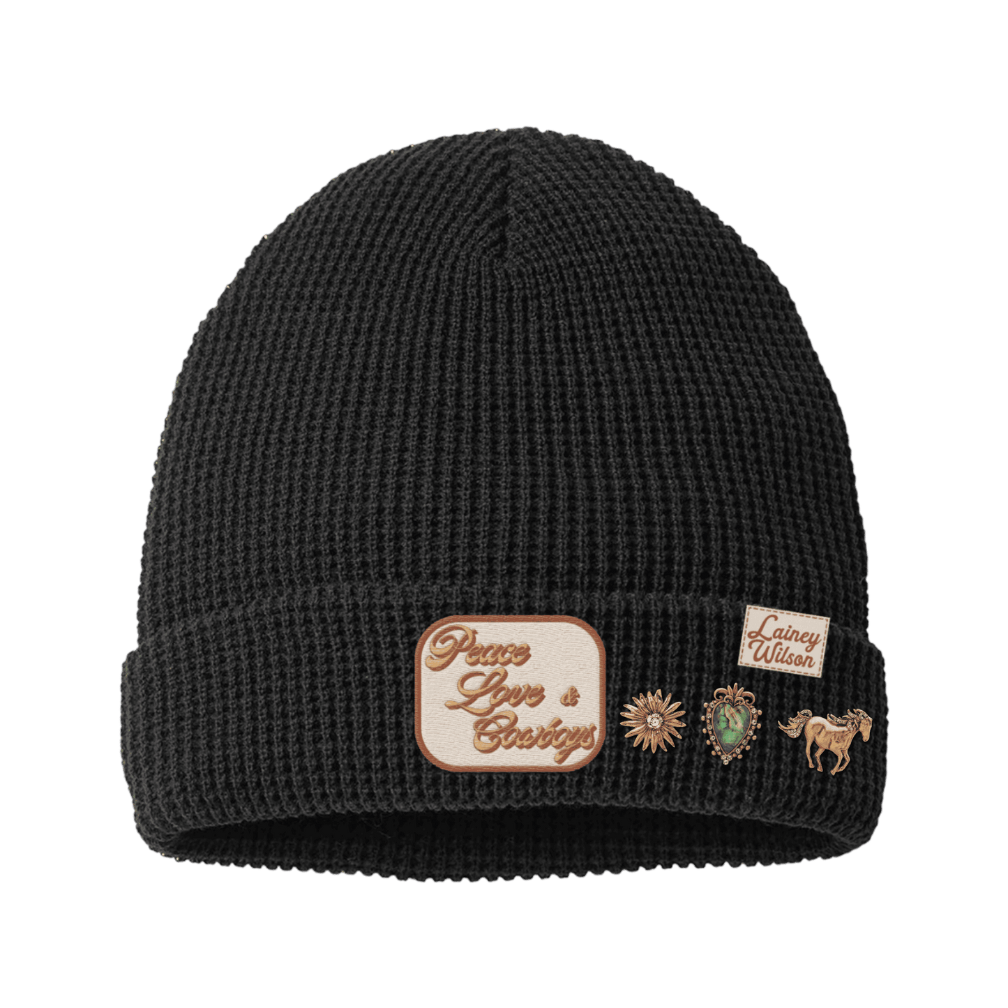 Peace Love and Cowboys Beanie + Motif Pin Pack