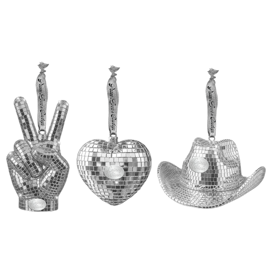 Peace Love and Cowboys Disco Ornament Set