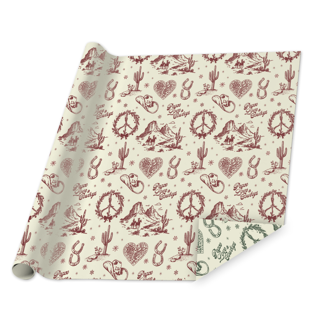 Peace Love and Cowboys Wrapping Paper