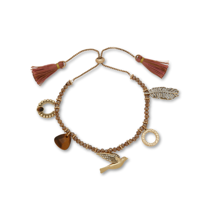 Peace Taupe Charm Bracelet