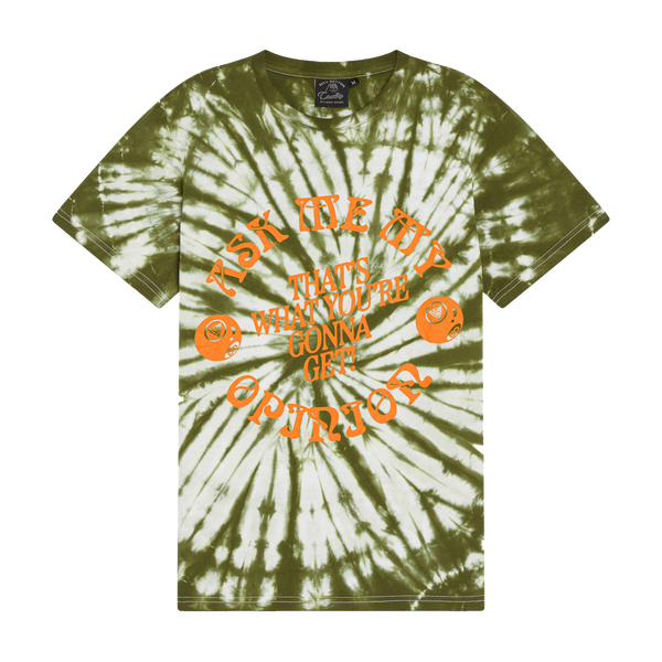 green and orange tie dye shirt